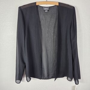 Dressbarn Collections Black Lightweight Mesh Open Cardigan Size S Long Sleeves